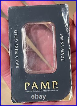 1 oz. Pure Gold Pamp Suisse Bullion Bar (Dipped in Rhodium) in 14k Rope Bezel