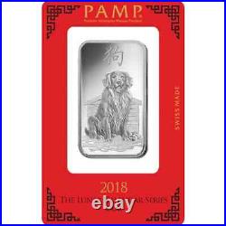 1 oz Silver Bar 2018- PAMP Suisse Lunar Dog. 999