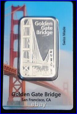 1 oz Silver Carded Bar Pamp Suisse Golden Gate Bridge CA 2022 Exclusive