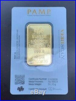 1 oz. Suisse Gold Bar PAMP Fortuna 999.9 Fine