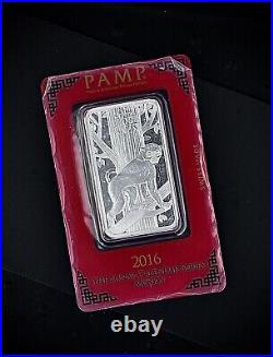 1 ozt PAMP Suisse 2016 Year of the Monkey. 999 SILVER Bullion Bar