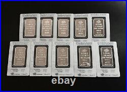 (10) Consecutive SN, 1 oz, PAMP Suisse Fortuna. 999 Fine Silver Bars with Assay