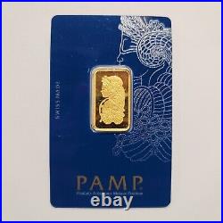 10 Gram PAMP Suisse 999.9 Fine 10g Gold Bullion Bar Lady Fortuna in Assay Card