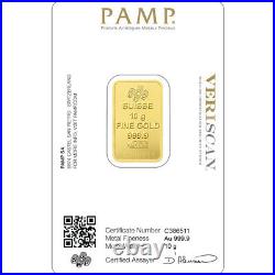10 Gram Pamp Suisse. 999 Lady Fortuna Bar Pendant 27MMX16MM Encased in 14k Gold
