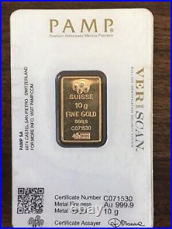 10 Gram Pamp Suisse Gold Bar