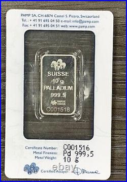 10 Gram Pamp Suisse Palladium Bar #C001516