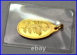 10 Gram Rose PAMP Suisse Gold Oval Bar Pendant Sealed by Mint, New