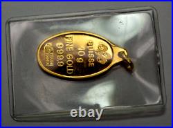 10 Gram Rose PAMP Suisse Gold Oval Bar Pendant Sealed by Mint, New