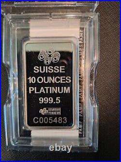 10 Oz Platinum 999.5 Pamp Suisse In Assay Very Very Excellent #c005483