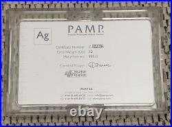 10 Oz. Silver Pamp Suisse Bar in heavy plastic case with COA Non Poured