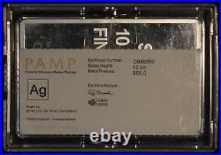 10 Oz. Silver Pamp Suisse Bar in heavy plastic case with COA OTQ1757/ULH