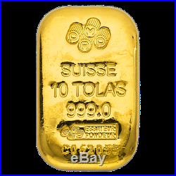 10 Tola Gold Bar PAMP Suisse Bullion 999.9 NEW & SEALED-FREE P&P 116.64 g