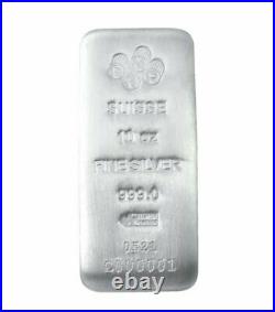 10 Troy Oz. 999 Silver Pamp Suisse Bar Bu W Assay Certificate & Serial Number