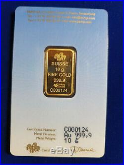 10 g gram Gold Bar -PAMP SUISSE 999.9 Fine in Sealed RARE CRUCIFIX Assay