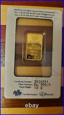 10 gram Gold Bar PAMP Suisse Lady Fortuna (In Assay)