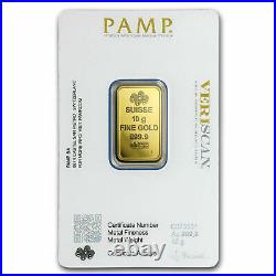 10 gram Gold Bar PAMP Suisse Lady Fortuna (In Assay) Stunning Suisse Made Bar