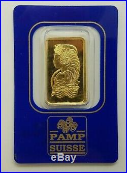 10 gram PAMP Suisse Lady Fortuna Gold Bar. 9999 Fine Certified 418394 In Assay
