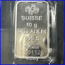 10 gram Palladium Bar PAMP Suisse (In Assay) LADY FORTUNA SEALED BAR