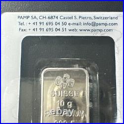 10 gram Palladium Bar PAMP Suisse (In Assay) LADY FORTUNA SEALED BAR