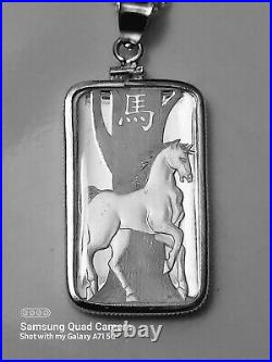 10 gram SILVER PAMP SUISSE HORSE 2014 LUNAR SERIES NECKLACE WITH ASSAY