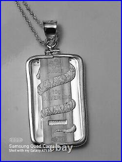 10 gram SILVER PAMP SUISSE SNAKE 2013 LUNAR SERIES NECKLACE WITH ASSAY