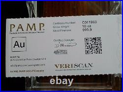 10 ounce 999.9 Gold Bar PAMP Suisse Lady Fortuna Veriscan (with Assay), Swiss