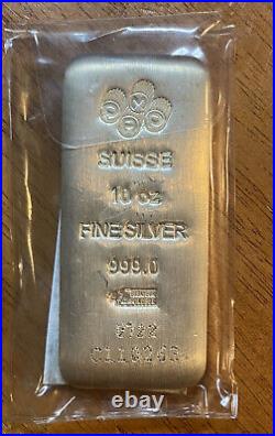 10 oz PAMP Suisse. 999 Fine Silver Cast Bar (with COA)