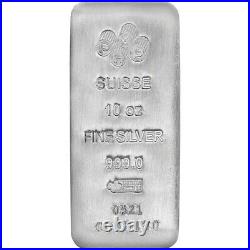 10 oz PAMP Suisse. 999 Fine Silver Cast Bar (with COA) SKU# A031