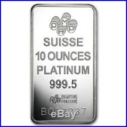 10 oz PAMP Suisse Lady Fortuna Platinum Bar. 999+ Fine (In Assay)