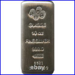 10 oz PAMP Suisse Silver Bar (New, Cast with Assay)