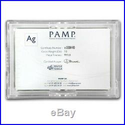 10 oz Silver Bar PAMP Suisse Fortuna In Capsule withAssay