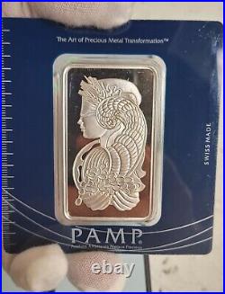 100 GRAM PAMP Lady Fortuna SILVER BAR (IN unsealed ASSAY) serial c001004