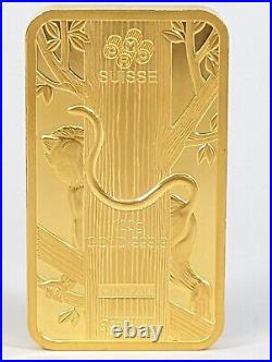 100 Gram PAMP SUISSE Gold Ingot 3.21 Oz 2016 Lunar Year of the Monkey SN#C001230