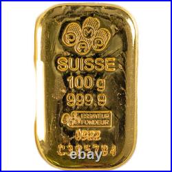 100 Gram PAMP Suisse Cast Gold Bar (New with Assay)
