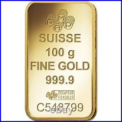 100 Gram PAMP Suisse Fortuna Veriscan Gold Bar (New with Assay)