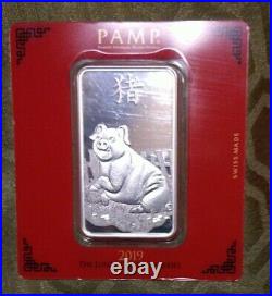 100 Gram Pamp Silver Bar (Sealed & Assayed Year Of The Pig 2019)