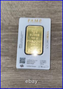 100 gram Gold Bar PAMP Suisse Fortuna 999.9 Fine in Sealed Assay