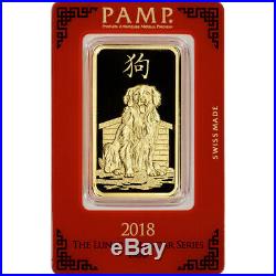 100 gram Gold Bar PAMP Suisse Lunar Year of the Dog 999.9 Fine in Assay