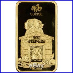 100 gram Gold Bar PAMP Suisse Lunar Year of the Dog 999.9 Fine in Assay