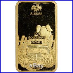 100 gram Gold Bar PAMP Suisse Lunar Year of the Pig 999.9 Fine in Assay