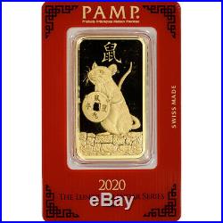 100 gram Gold Bar PAMP Suisse Lunar Year of the Rat 999.9 Fine in Assay