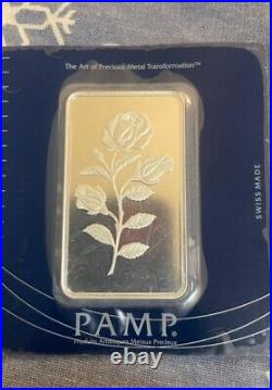 100 gram Silver Bar PAMP Suisse Rosa 999.9 Fine in Assay