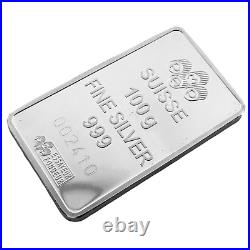 100 grams 999 Silver 2012 Lady Fortuna Suisse PAMP Mint Bullion Bar Assay Card