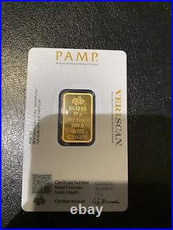 10g Gold Bar PAMP Suisse Lady Fortuna Veriscan. 9999 Fine