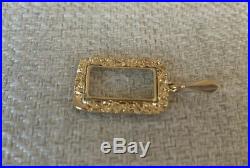 14K Pretty Yellow Gold Flat Nugget Frame for 1 Gram Gold Pamp Suisse Bar