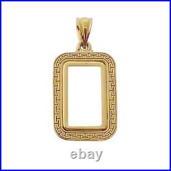 14k Gold Greek Key Bezel 5 Gram Pamp Suisse Credit Gold Bar 22.1mm x 13.1mm