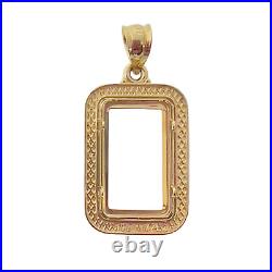 14k Gold Greek Key Bezel 5 Gram Pamp Suisse Credit Gold Bar 22.1mm x 13.1mm