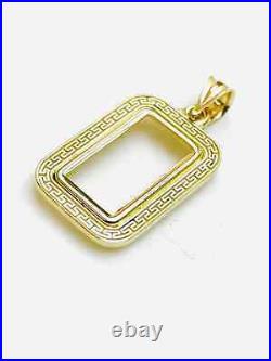 14k Gold Greek Key Bezel frame for 1 gram PAMP Suisse Fortuna Gold Bar