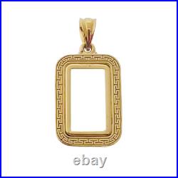 14k Solid Gold Greek Key 4 Prong Bezel frame 1.0 gram Pamp Suisse Fortuna Bar