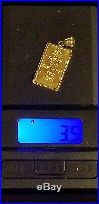14k gold bezel with 24k gold plated 2.5 gram pamp suisse bar